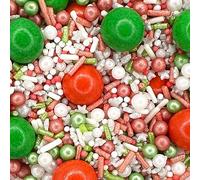 Sprinkletti - 100g Christmas Sprinkles for Cakes - Merry Berry - Xmas Cake Topper Sprinkles - Edible Christmas Cake Decorations UK - Festive Mix for Cupcake Xmas Baking