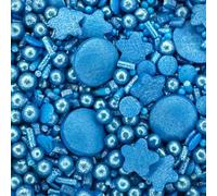 Sprinkletti - Blue - 30g Cake Topper Sprinkles - Shimmer Confetti, Flowers, Stars, Balls & Strands - Edible Cake Decorations - Birthday Cake Sprinkles