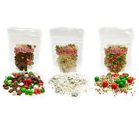 Sprinkletti - Christmas Cake Decorations, 3 x 30g. A Beautiful Collection of Christmas Sprinkle mixes Perfect for Decorating All Your Cakes &Bakes. Gingerbread, Snowy Night & Merry Berry Sprinkletti.