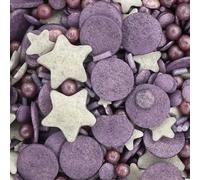 Sprinkletti - Midnight Violet - 30g Cake Topper Sprinkles - Shimmer Violet and SIlver Stars, Confetti, Balls & Strands - Edible Cake Decorations - Birthday Cake Sprinkles