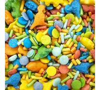 Sprinkletti - Sprinklettisaurus -100g Cake Topper Sprinkles - Shimmer Dinosaurs, Confetti & Strands - Edible Cake Decorations - Birthday Cake Sprinkles