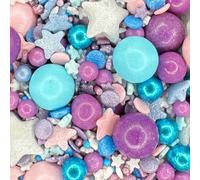 Sprinkletti - Stitch Cake Topper Sprinkles - 30g Edible Pearl Ball And Sugar Shape Stitch Cake Decorations - Shimmer Indigo, Purple, Blue, Aubergine & Pink Ohana Themed Cake Sprinkles