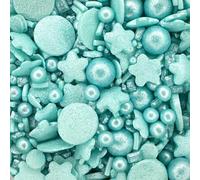 Sprinkletti - Turquoise - 30g Cake Topper Sprinkles - Shimmer Confetti, Flowers, Stars, Balls & Strands - Edible Cake Decorations - Birthday Cake Sprinkles