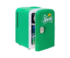 Sprite Mini Fridge - Refrigerator for Bedroom Skincare Office, Portable Table Top Beverage Cooler, 12V DC/220V AC Refrigerador For Drinks, Soda, Wines, Use In Car, Dorm, Outdoor, Patio, 6 Can