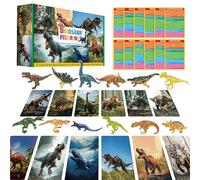 SpriteGru 12 PCS Dinosaur Figurines with 12 Introducing Flashcards, Portable Dinosaur figurines Montessori Toys Science Educational Matching Game for Homeschool Preschool Toddler Kids