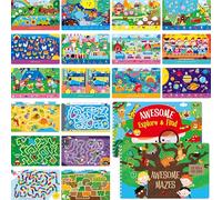 SpriteGru 2 Travel Game Pads, 60 Dry Erase Activities Games Reusable & Erasable Book, Fun Brain Challenge Games Interesting Educational Toy and Learning Tool for Road Trip Airplane Travel