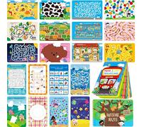 SpriteGru 2 Travel Game Pads, 61 Dry Erase Activities Games Reusable & Erasable Book, Fun Brain Challenge Games Interesting Educational Toy and Learning Tool for Road Trip Airplane Travel