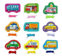 SpriteGru 9 Pieces Kids Lacing Cards, Double Sided Sewing Cards in 9 Vehicle Cards w/ 9 Colorful Laces, Imagination Development Lacing Toys Games Children Educational & Learning Activity (Gru328)