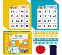 SpriteGru Addition & Subtraction Bingo Game, 360 Math Problems, 2 Educational Math Board Game for Kindergarten and Preschool Kids 4-8, Perfect for Classroom & At Home