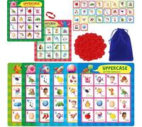 SpriteGru Alphabet Bingo Game, Uppercase/Lowercase/First Words Bingo Educational ABC Letter Learning Board Game for Kindergarten and Preschool Kids Aged 4+, Perfect for Classroom & At Home