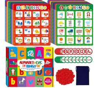 SpriteGru Alphabet & CVC Bingo Game, 12 Bingo Board ABC Letters, CVC Words Phonetic Game, Letters Phonetic Awareness Early Educational Learning Toys - Ages 4 and up, Perfect for Classroom & At Home