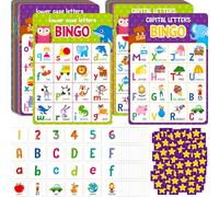 SpriteGru Alphabet & Numbers Bingo Game, Upper/Lowercase Letters, 52 First Words & 20 Numbers Learning- ABC and 123 Bingo Board Game for Kids 4-8, Perfect for Classroom & At Home (Up to 25 Players)