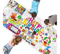 SpriteGru Birthday Coloring Poster, Large Coloring Activity Paper 75” x 31” Jumbo Size Paper DIY Painting Drawing Banner/Tablecloth for School, Birthday Parties, Versatile Wall Decor