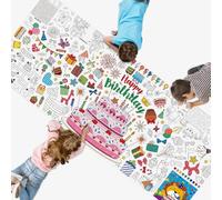 SpriteGru Birthday Coloring Poster, Large Coloring Activity Paper 75” x 31” Jumbo Size Versatile Paper DIY Painting Drawing Banner/Tablecloth for School, Birthday Parties, Wall Decor