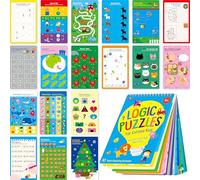SpriteGru Logic Puzzles Game Pad, 30 Reusable & Erasable Logical Thinking Games, Dry Erase Brain-Boosting Puzzle Activities Book for Kids, Educational Toy for Road Trip, Airplane & Car Travel