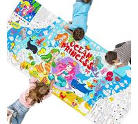 SpriteGru Mermaid World Coloring Poster, Large Coloring Activity Paper 75” x 31” Jumbo Size Ocean-themed Paper DIY Painting Drawing Banner/Tablecloth for School, Wall Decor