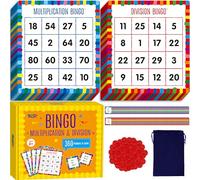 SpriteGru Multiplication & Division Bingo Game, 360 Math Problems, 2 Educational Math Board Game for Kindergarten and Preschool Kids 4-8, Perfect for Classroom & At Home