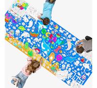 SpriteGru Ocean Coloring Poster, Large Coloring Activity Paper 75” x 31” Jumbo Size Blue Sea-themed Paper DIY Painting Drawing Banner/Tablecloth for School, Wall Decor