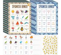 SpriteGru Spanish Bingo Game, 25 Boards for Spanish Vocabulary Bilingual Word Bingo Game Educational Toys for Language Learning - Ages 5 and up (Up to 25 Players)