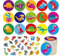 SpriteGru Wooden Memory Matching Game, 32 PCS Dinosaur Wood Match Chips with 81 Stickers, Educational Memory Matching Game for Toddlers Preschool 3+
