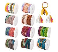 Spritewelry 1 Roll Sari Silk Ribbon Yarn Tie-Dye Random Color Nepal Pure Silk Ribbon Strips Vintage Fabrics Crafts for DIY Knitting Macrame Tassel Earring Jewelry Making