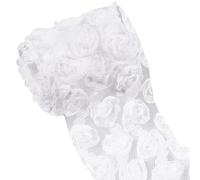 Spritewelry 1 Yard 3D Rose Flower Lace Trim White Polyester Mesh Ribbon 2-3/8 inch Wide Floral Wedding Decor