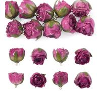 Spritewelry 10 Pcs Dried Rose Charm Plastic Flower Earring Dangle Charms Dried Rose Flower Pendants for DIY Valentines Earring Necklace Jewelry Making (Magenta)