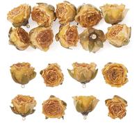 Spritewelry 10 Pcs Flower Charms Dried Rose Flower Pendants Plastic 3D Rose Floral Hang Ornament for Valentines DIY Earring Bracelet Jewelry Making (Gold)