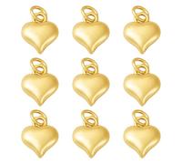 Spritewelry 10 Pcs Gold Heart Charms Brass Sweet Heart Charms Valentine Love Pendants Charm with Jump Ring for Jewelry Making Bracelets Necklace Earrings