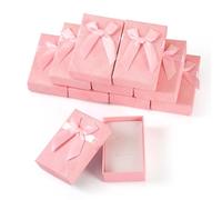 Spritewelry 10 Pcs Jewelry Gift Boxes 8.4x5.4x2.5cm Pink Necklace Ring Earring Box Small Jewelry Package Storage Gift Boxes with Bowknot for Anniversaries Weddings Birthdays