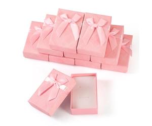 Spritewelry 10 Pcs Jewelry Gift Boxes 8.4x5.4x2.5cm Pink Necklace Ring Earring Box Small Jewelry Package Storage Gift Boxes with Bowknot for Anniversaries Weddings Birthdays