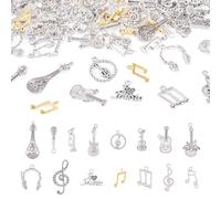 Spritewelry 100 G Music Elements Charm Tibetan Musical Instrument Pendant Antique Silver Alloy Vintage Multistyle Musical Note Charms for Earrings Bracelets Necklace Jewelry Making