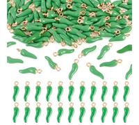 Spritewelry 100 Pcs Hot Pepper Charms Alloy Enamel Pendant Red Chili Dangle Ornament for DIY Bracelet Earring Necklace Craft Making (Light Green)