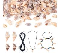 Spritewelry 100 Pcs Natural Seashells Beads Summer Beach Spiral Shells Beads with 5m Cords for Jewelry Making Wedding Decor Crafts