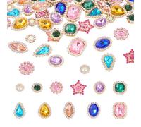 Spritewelry 100 Pcs Sew on Rhinestones Mixed Shapes Acrylic Colorful Rhinestones Sew on Crystal Gems Metal Flatback with Gold Claw for Jewelry Making Garments Sewing Wedding Decor