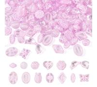 Spritewelry 100G Assorted Acrylic Beads Light Purple Mix Shapes Candy Color Acrylic Beads Leaf Butterfly Flower Round Oval Transparent Loose Beads for Jewelry Making