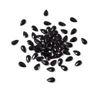 Spritewelry 100Pcs Black Crystal Teardrop Beads Top Drilled Faceted Drop Glass Beads Hanging Crystals for Jewelry Bracelet Necklace Making DIY Lamp Suncatcher Decor