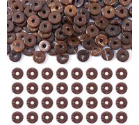 Spritewelry 100pcs Coconut Shell Beads 7mm Brown Wood Flat Round Disc Spacer Heishi Beads for DIY Crafts Bracelet Necklace Jewelry Making