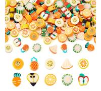 Spritewelry 100Pcs Handmade Polymer Clay Fruit Beads Assorted Pineapple Orange Pear Apple Slice Loose Spacer Beads for Necklace Bracelet Jewelry Making