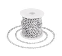 Spritewelry 10M Aluminium Curb Chain Faceted Unwelded Twisted Chain Links Silver Plated Metal Craft Chain for DIY Necklace Bracelet Jewelry Making 6x4x1.1mm