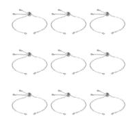 Spritewelry 10Pcs Adjustable Slider Bracelet Chains Platinum Plated Brass Extender Chain Link with Cubic Zirconia Rhinestone & Stopper Beads for Jewelry Making