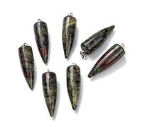 Spritewelry 10pcs Bullet Shape Natural Dragon Blood Pendants Platinum Brass Findings Healing Pointed Chakra Pendants Quartz Crystal Stone Charm for Jewelry Making