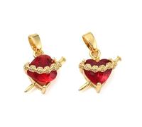 Spritewelry 10Pcs Heart with Sword Crystal Charms 18K Gold Plated Pendants Sacred Heart Valentine Charms for Gothic Jewelry Necklace Bracelet Making