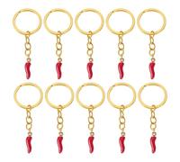 Spritewelry 10Pcs Hot Pepper Charms Lucky Cornicello Italian Horn Keychain