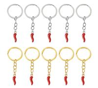 Spritewelry 10Pcs Italian Horn Keychain Red Chili Hot Pepper Enamel Charms