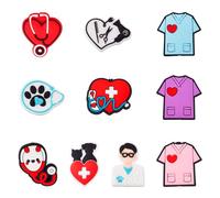 Spritewelry 10Pcs Medical Theme Silicone Beads for Pens Cartoon Nurse Clothes Doctor Heart Stethoscope Focal Beads Pet Hospital Rubber Spacer Beads for Jewelry Making DIY Craft