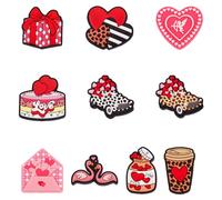 Spritewelry 10Pcs Valentine's Day Silicone Focal Beads Sweet Heart with Cupid Swan Silicone Beads Leopard Print Rubber Beads Beaded Pen Beads for Keychain Jewelry Making DIY Craft 10 Styles