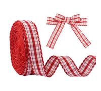 Spritewelry 10Yards Gingham Ribbon Red and White Plaid Check Ribbon 17mm