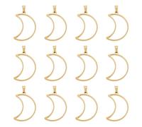 Spritewelry 12 Pcs Stainless Steel Open Back Bezel Pendants Moon Hollow Frame Charms for Resin Necklace Jewelry Making