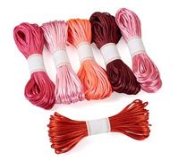 Spritewelry 120m Satin Cord 3mm Polyester Embroidery Thread Chinese Knot Cross Stitch String for Braided Bracelet Jewelry Making Pink Red